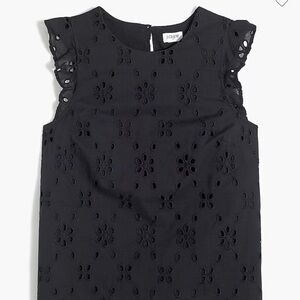 J Crew Black Eyelet Sleeveless Top XS